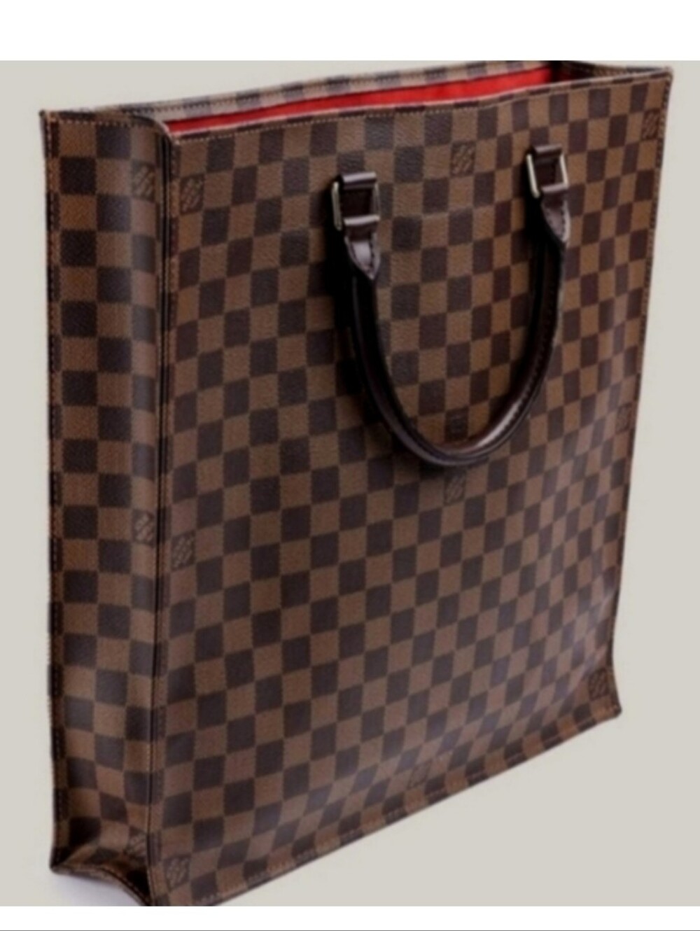 Louis Vuitton Brown Tan Sac Plat Tote Bag with Iconic Damier Ebene Coated Canvas - Picture 1 of 10